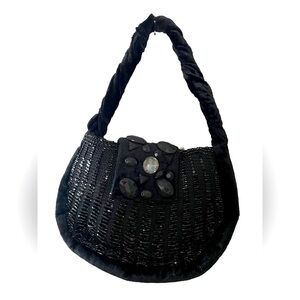 CHAN LUU black beaded formal mini handbag tote/ Chan Luu Mini party purse Y2K
